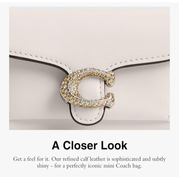 Coach White Tabby 12 with Pave Embellished Front C Logo - Picture 9 of 9